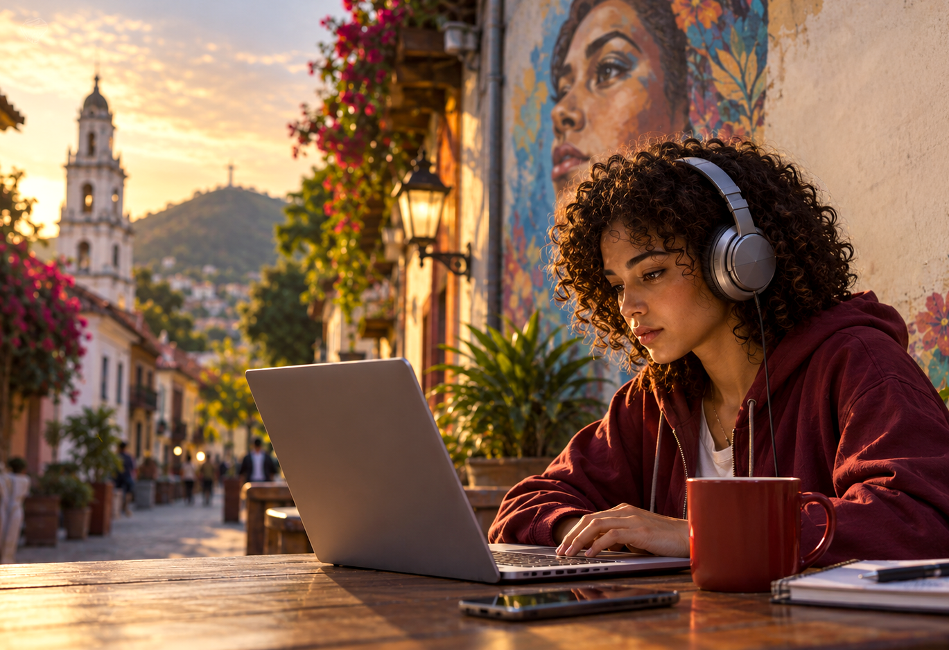 Estudiante en Cali conectado a educación digital